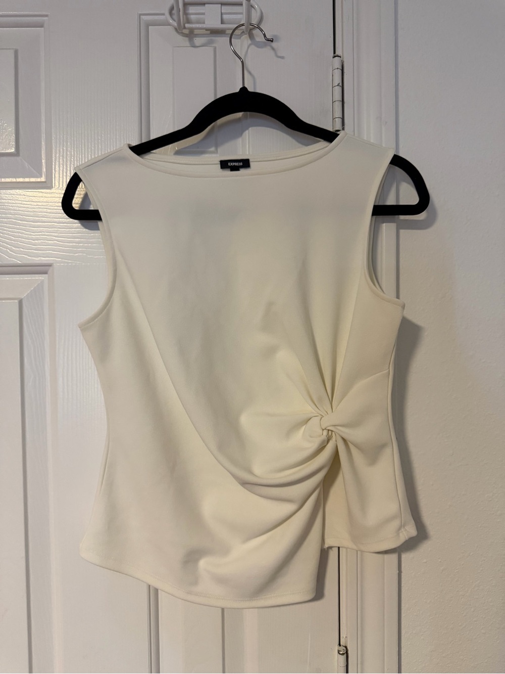 Express Women’s Ivory Twist Front Sleeveless Top – Medium
